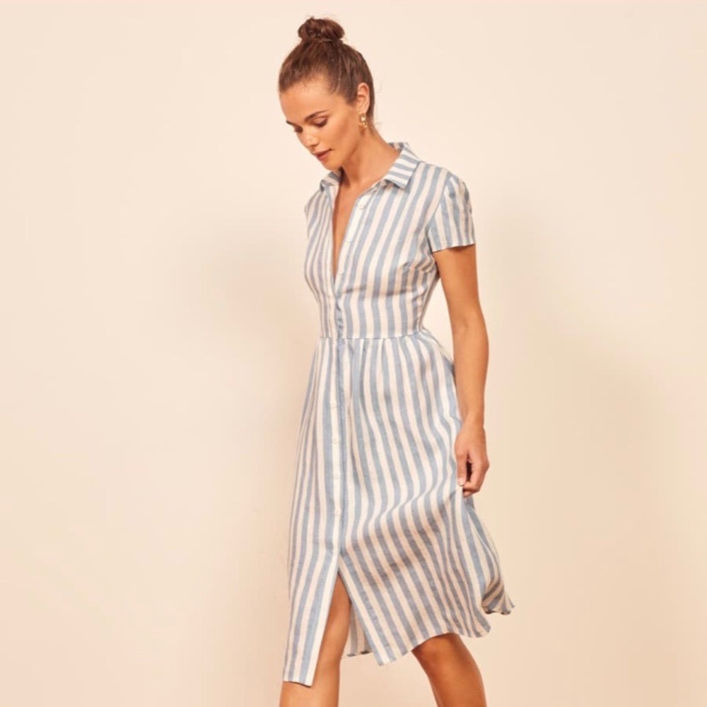 Reformation Marcel Linen Dress NEW WITH TAGS